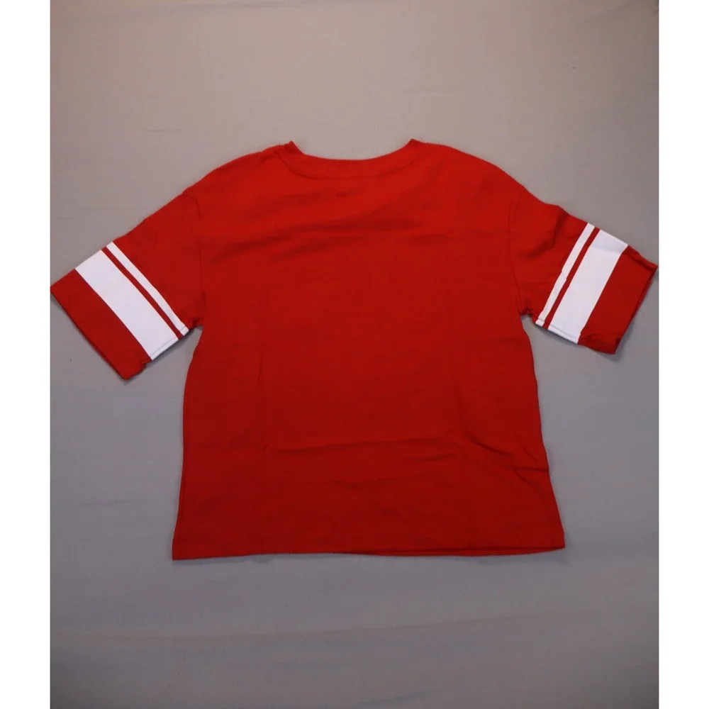 NEW Old Navy Kid Girl Red 13 Football V Neck Oversized T Shirt Top Size M